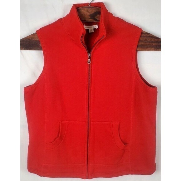 Coldwater Creek Womens Fleece Lined‎ Red Zip Vest Thick Soft Size 1x XL - Picture 1 of 4